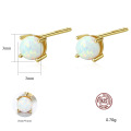 Cute Fashion 925 Sterling Silver Opal Stud Earrings